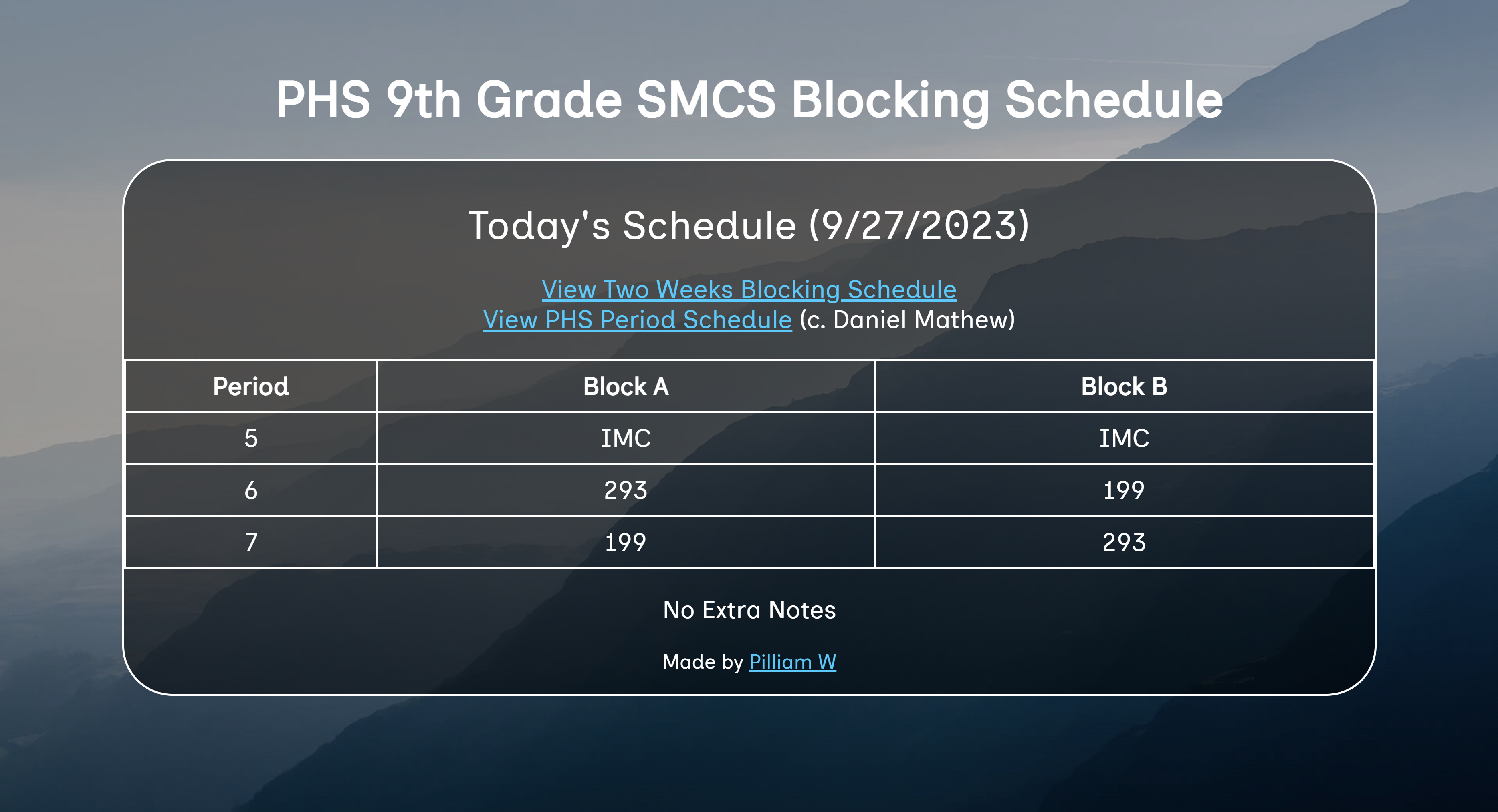 SMCS Blocking Schedule Screenshot